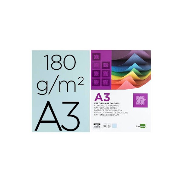 Cartolina liderpapel 180 gr 100 folhas din a3 celeste