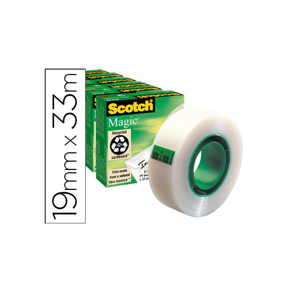 Fita adesiva scotch invisivel 33 mt x 19 mm pack 6 rolos