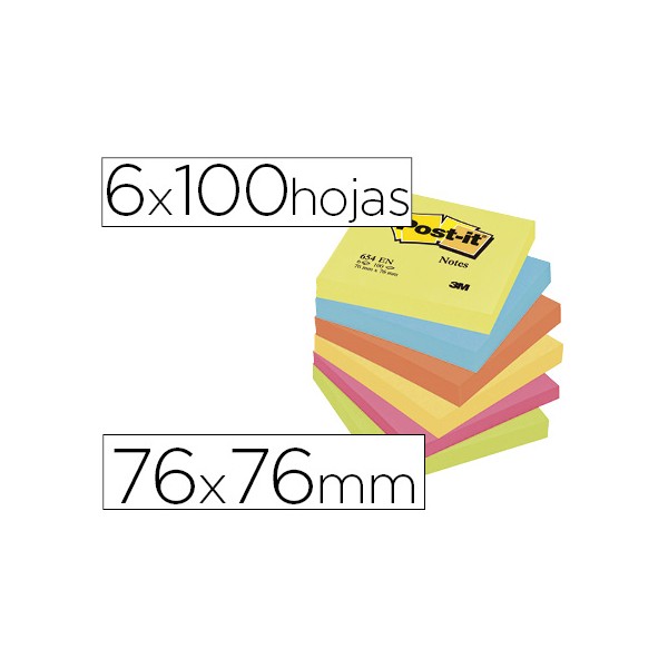 Bloco de notas adesivas post it neon 76 x 76 mm