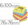 Bloco de notas adesivas post it neon 76 x 76 mm