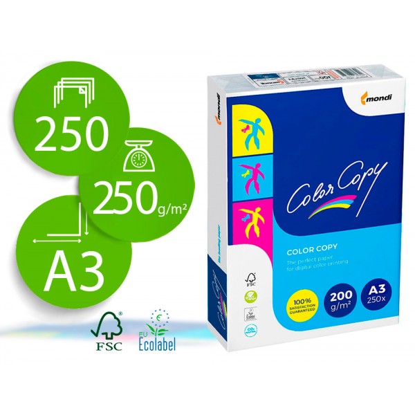 Papel color copy brilhante din a3 250 folhas 200 gr