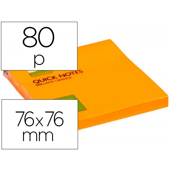 Bloco de notas adesivas q connect laranja fluorescente 75x75mm