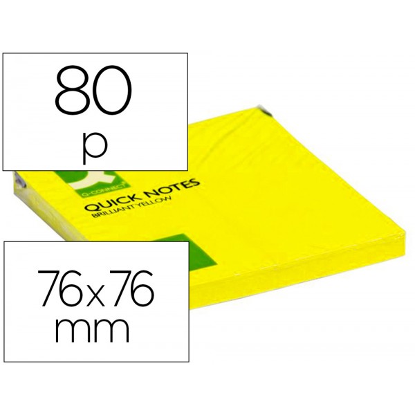 Bloco de notas adesivas q connect amarelo fluorescente75x75mm