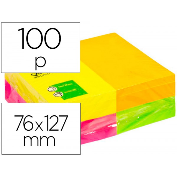 Bloco de notas adesivas q connect fluorescente 75 x 125 mm