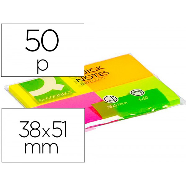 Bloco de notas adesivas q connect fluorescente 40 x 50 mm