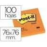 Bloco de notas adesivas post it laranja 76 x 76 mm