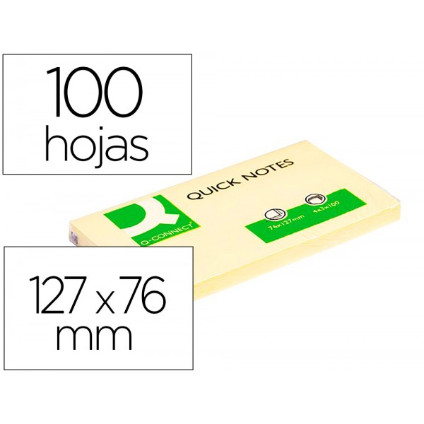 Bloco de notas adesivas q connect amarelo 76 x 127 mm