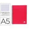 Caderno espiral liderpapel a5 micro papercoat capa forrada 140 f 75 gr quadricula 5mm 5 bandas 6 furos vermelho