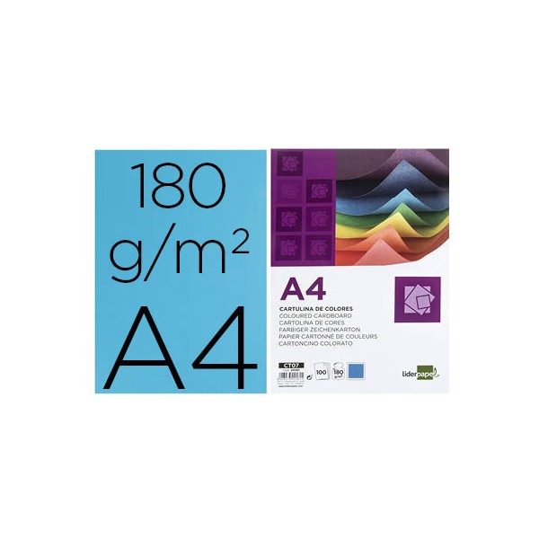 Cartolina liderpapel 180 gr 100 folhas din a4 azul