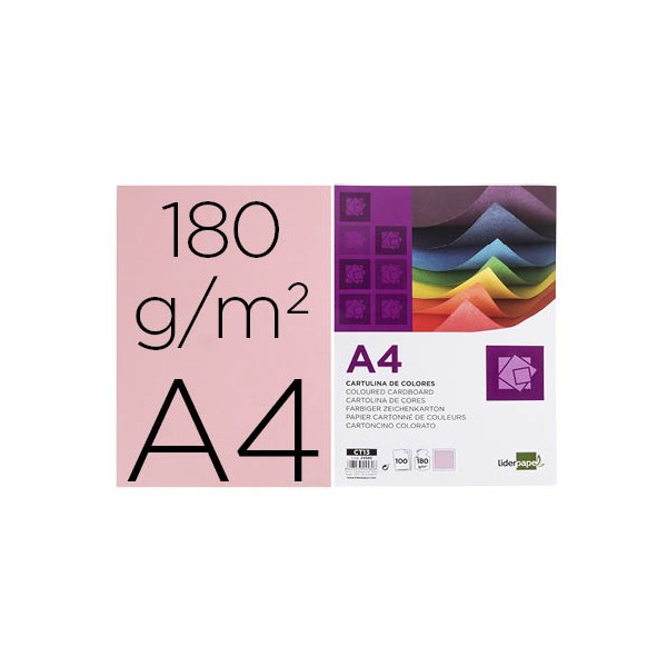 Cartolina liderpapel 180 gr 100 folhas din a4 rosa