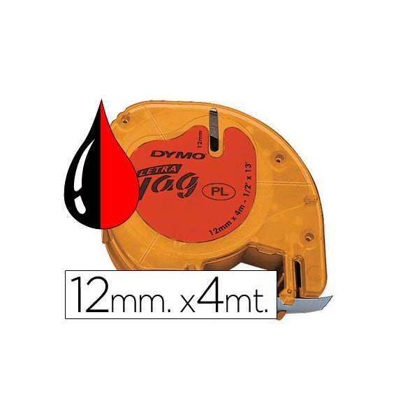 Fita dymo 12mmx4mt preto vermelho cosmico para maquina letratag