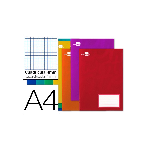 Caderno escolar liderpapel 32 folhas din a4 quadriculado 4mm