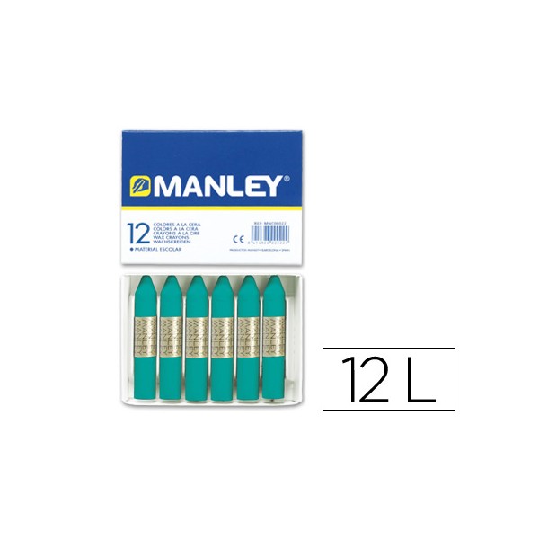 Lapis de cera manley unicolor verde azulado caixa de 12 n23