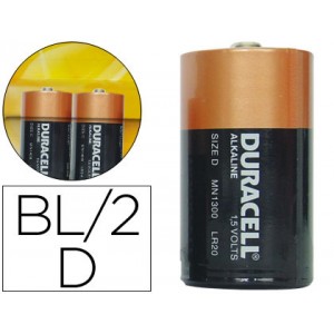 Pilha duracell alcalina d blister com 2 unidades