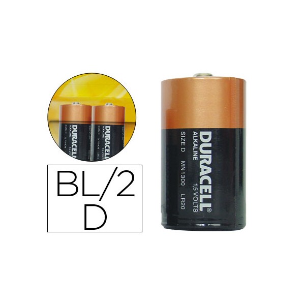 Pilha duracell alcalina d blister com 2 unidades