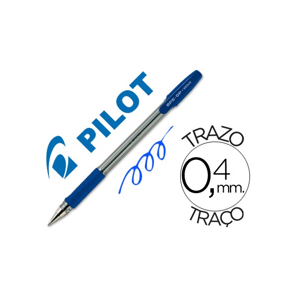 Esferografica pilot bps gp azul com grip tinta base de oleo com tampa