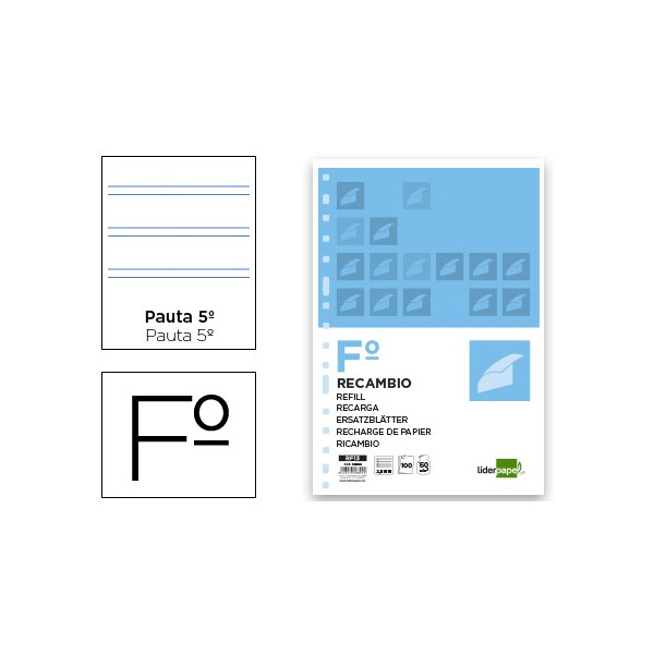 Recarga liderpapel folio 100 f 16tf 03 2 linhas pauta estreita 16 furos