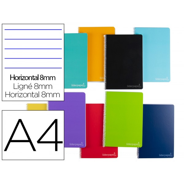 Caderno espiral liderpapel din a4 witty capa extra dura 140 f 75gr pautado 8mm 5 bandas de cores cores sortidas