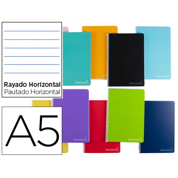 Caderno espiral liderpapel din a5 witty capa extra dura 140 f 75gr pautado 8mm 5 bandas de cores cores sortidas