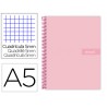 Caderno espiral liderpapel din a5 crafty capa forrada 120 f 90 gr quadricula 5mm 5 bandas de cores 6 furos cor rosa