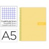 Caderno espiral liderpapel din a5 crafty capa forrada 120 f 90 gr quadricula 5mm 5 bandas de cores 6 furos cor amarelo