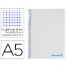 Caderno espiral liderpapel din a5 wonder capa plastico 120 f 90 gr quadricula 5mm 5 bandas de cores 6 furos turquesa