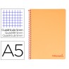 Caderno espiral liderpapel din a5 wonder capa plastico 120 f 90 gr quadricula 5mm 5 bandas de cores 6 furos laranja