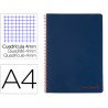 Caderno espiral liderpapel a4 wonder capa plastico 80f 90gr quadricula 4mm com margem azul marinho