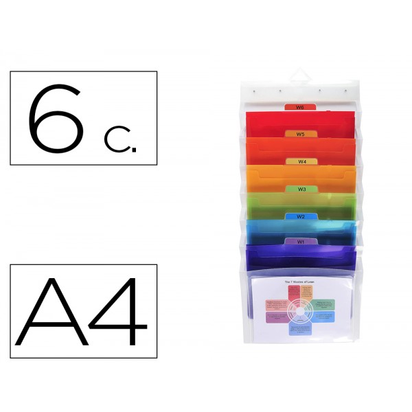 Classificador de parede exacompta polipropileno cristal 6 compartimentos