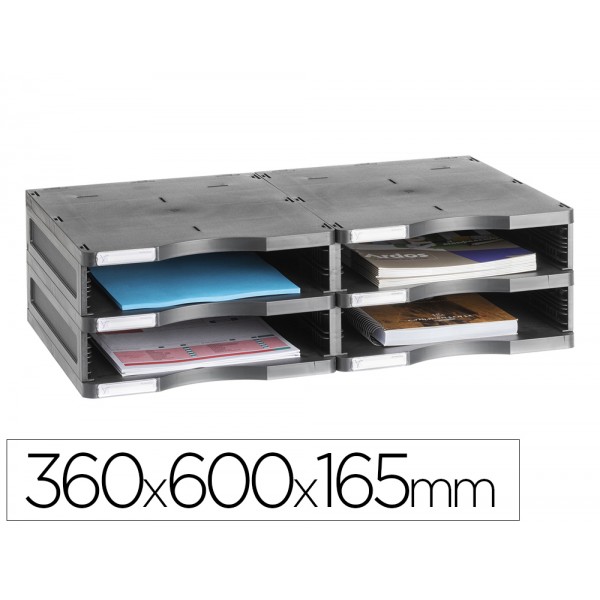 Modulo classificador archivo 2000 archivodoc 4 compartimentos cor preto 360x600x165 mm