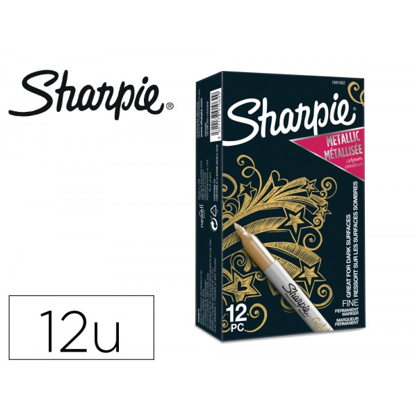 Marcador sharpie permanente fino metallic ouro