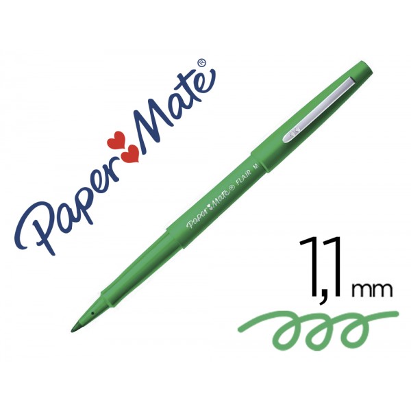 Marcador paper mate flair original ponta fibra verde