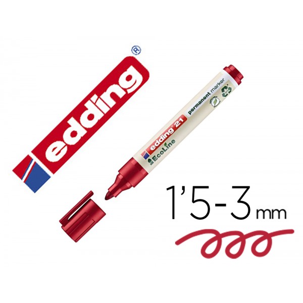 Marcador edding 21 marcador permanente ecoline 90 reciclado cor vermelho ponta redonda 15 3 mm recarregavel