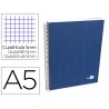 Caderno espiral liderpapel a5 micro papercoat capa forrada 140 f 75 gr quadricula 5mm 5 bandas 6 furos azul