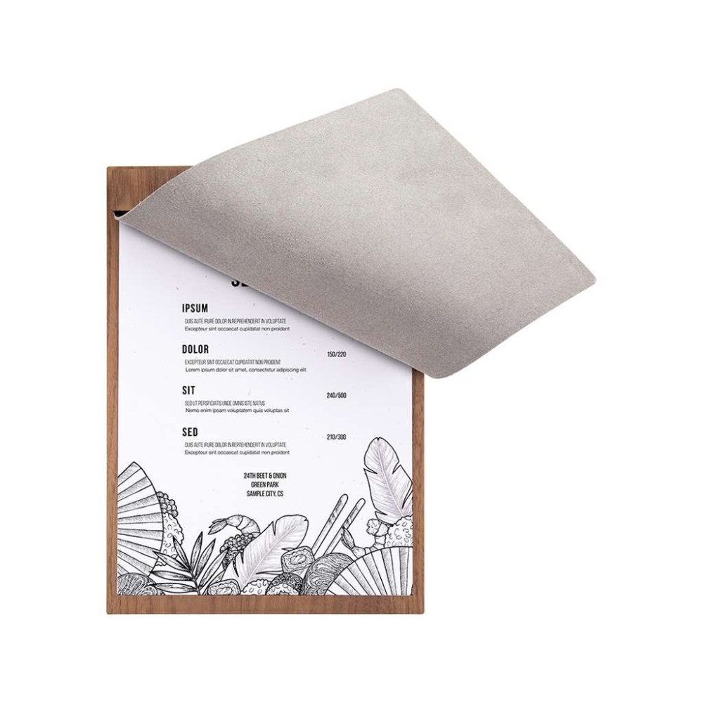 Porta menús de nogal