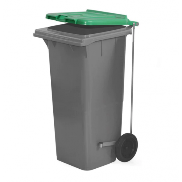 Poubelle à roulettes de 120 litres avec pédale Poubelle à roulettes de 120 litres avec pédale