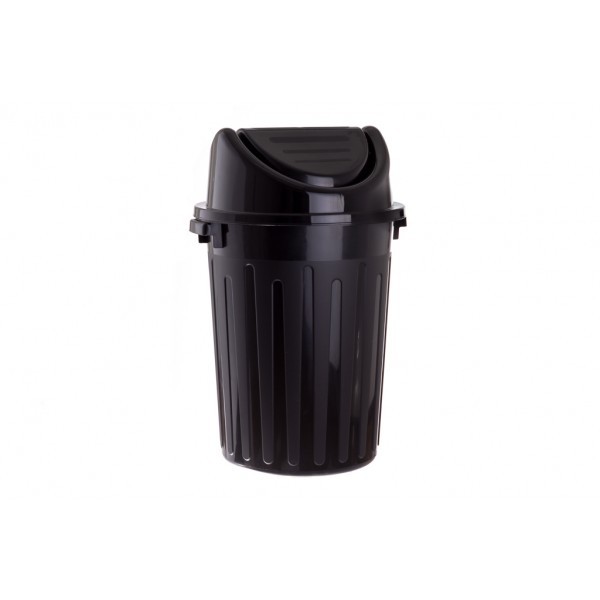 Balde lixo c/ tampa basculante pp preto 100L 56x87cm