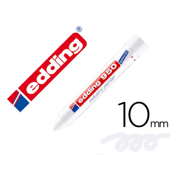 Marcador edding permanente 950 pasta opaca branco ponta redonda 10 mm para superficies oxidadas rugosas