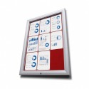 T-Informationsvitrine aus rotem Leder