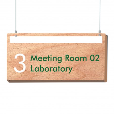 Señalización de madera suspendida