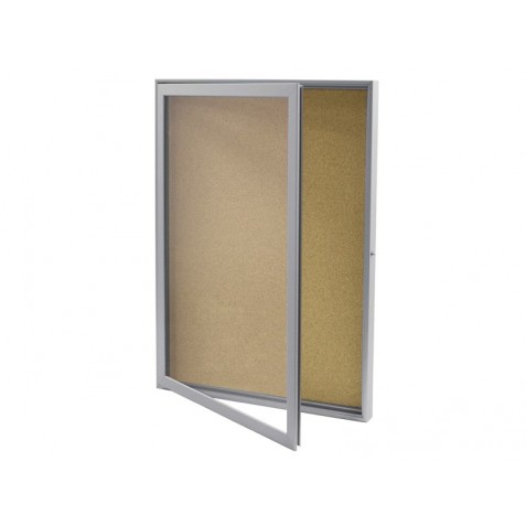 Vitrine à fond en liège avec porte Vitrine à fond en liège avec porte