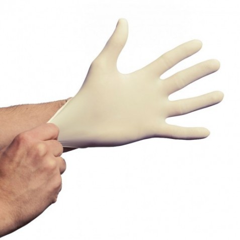 Packung 100 Stück. Handschuhe mit "Latex" Talk