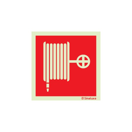 Sinal de boca de incêndio armada tipo carretel 200x200 mm