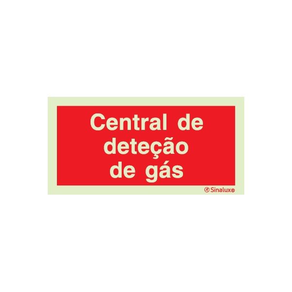 Sinal de central de deteção de gás 200x100 mm Sinal de central de deteção de gás 200x100 mm
