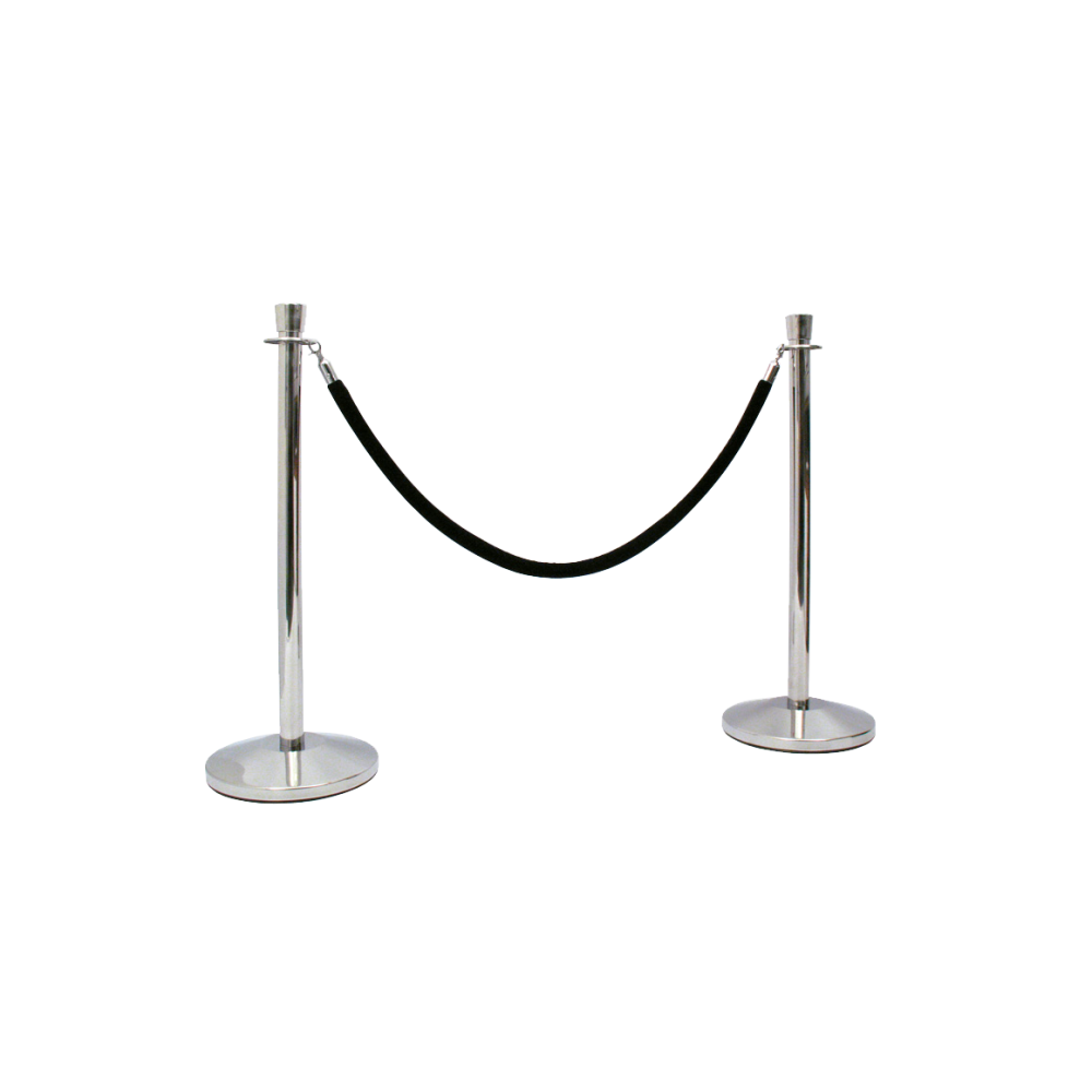 Black Smooth Velvet Rope - Chrome
