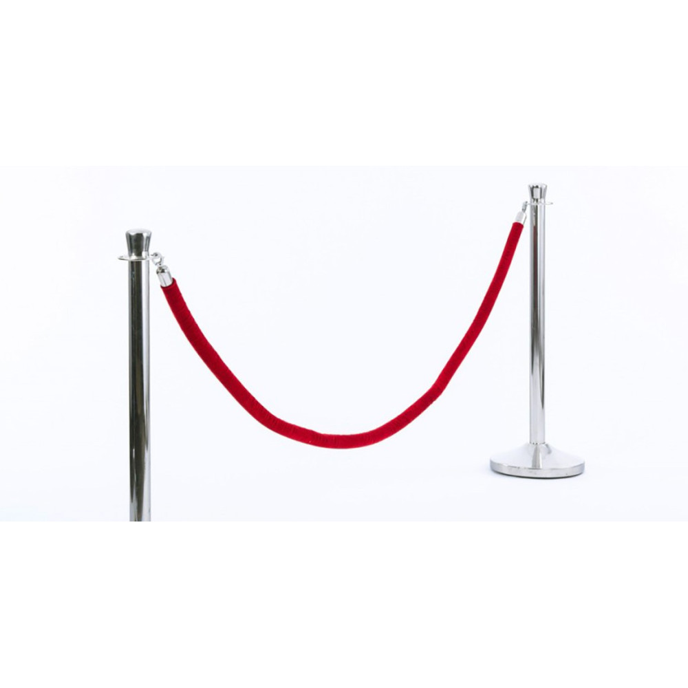 Red Smooth Velvet Rope - Chrome