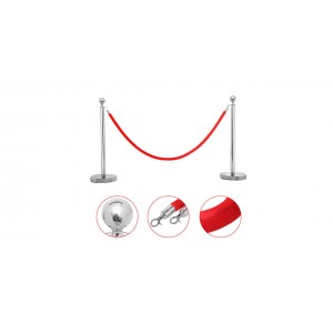 Corde lisse en velours rouge - Chrome