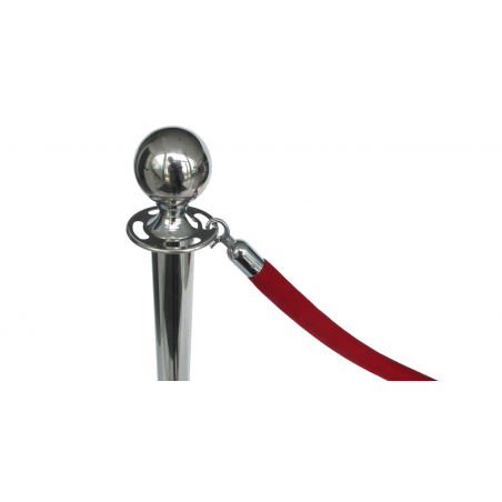 Corde lisse en velours rouge - Chrome