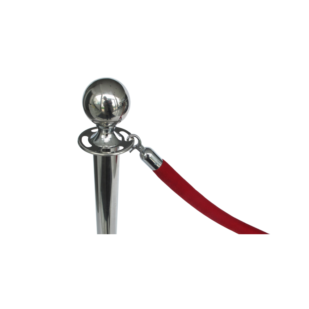 Red Smooth Velvet Rope - Chrome