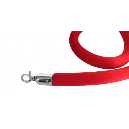 Red Smooth Velvet Rope - Chrome